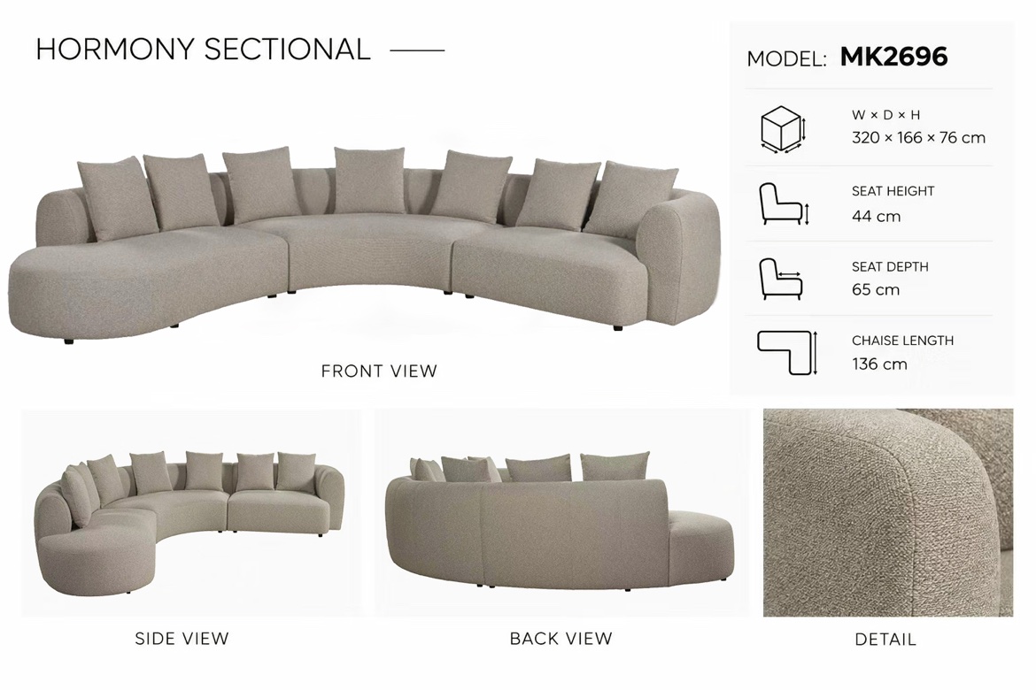 Harmony Sectional MK2696 320 × 166 × 76 cm — Sectional Sofa