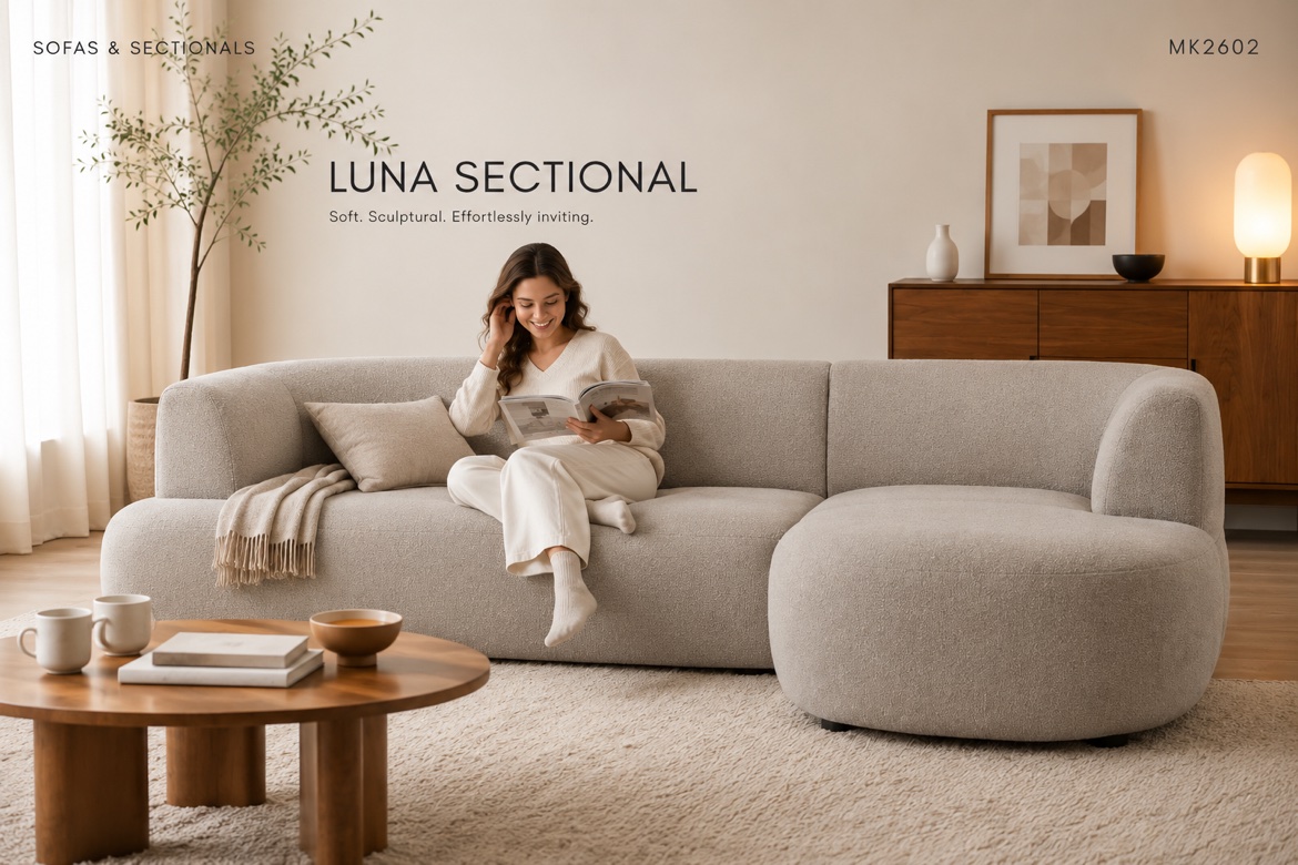 Luna Sectional MK2602 301x211 cm in styled living room — curved sectional sofa manufacturer China