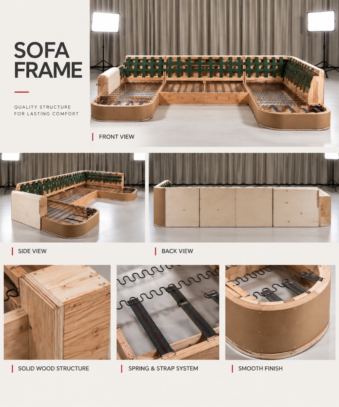 Solid wood sofa frame