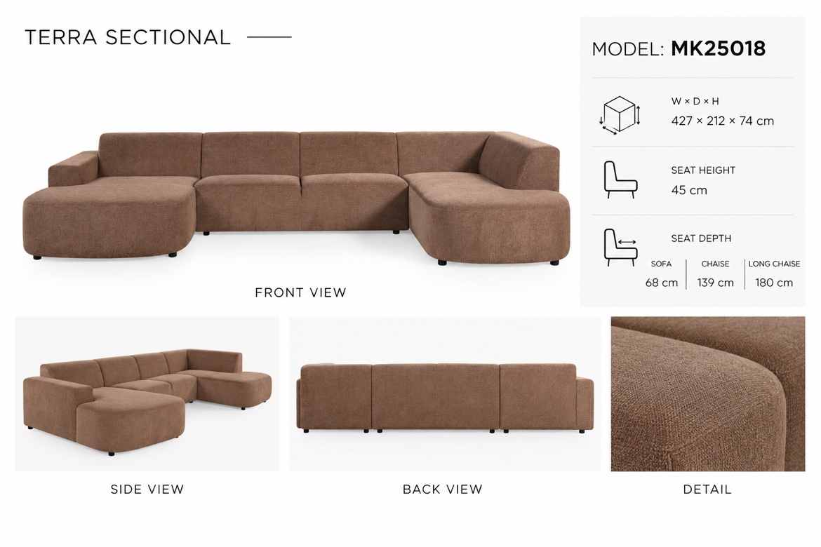 Terra Sectional MK25018 427 × 212 × 74 cm — Sectional Sofa